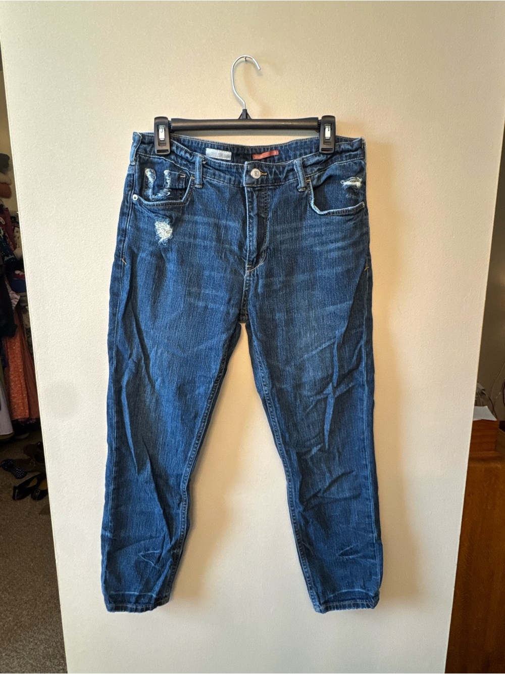 Pilcro Blue Distressed Boyfriend Jeans